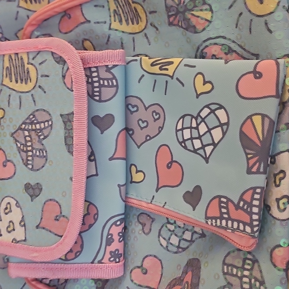 Colorful Sequined Hearts 6-Piece Backpack Set - Picture 3 of 8